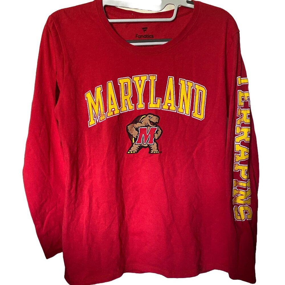 University of Maryland College Park UMD Fanatics Long-Sleeve Tee Shirt, YMedium